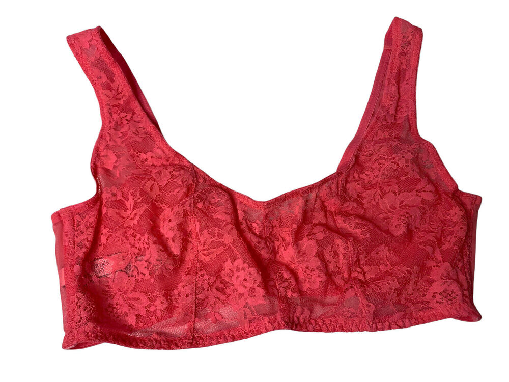 Victorias Secret Pink Lace Unlined Wireless Bralette Bra Pink Medium New Sheer